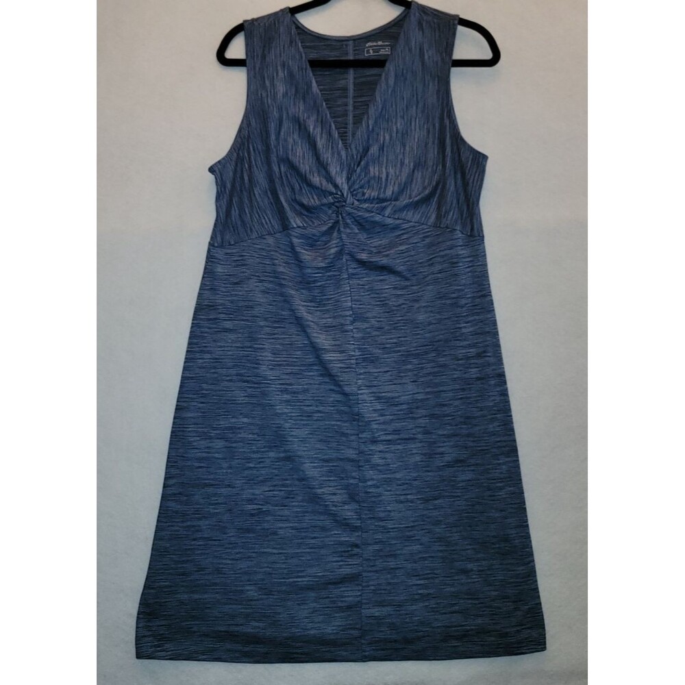 Eddie Bauer Women's PL  Blue Space-Dye Travere Twist-Front Sleeveless Tank Dress